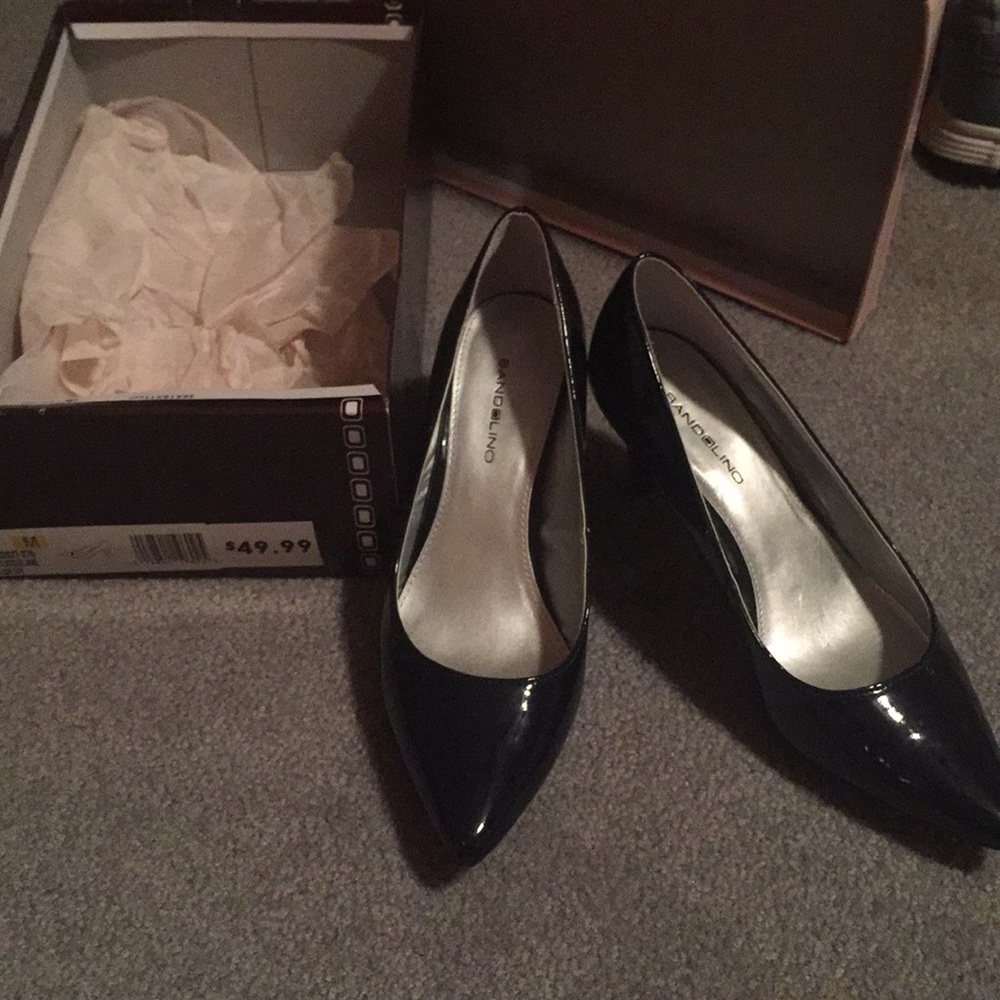 Size 9 pumps, navy blue patent. 3 inch heel